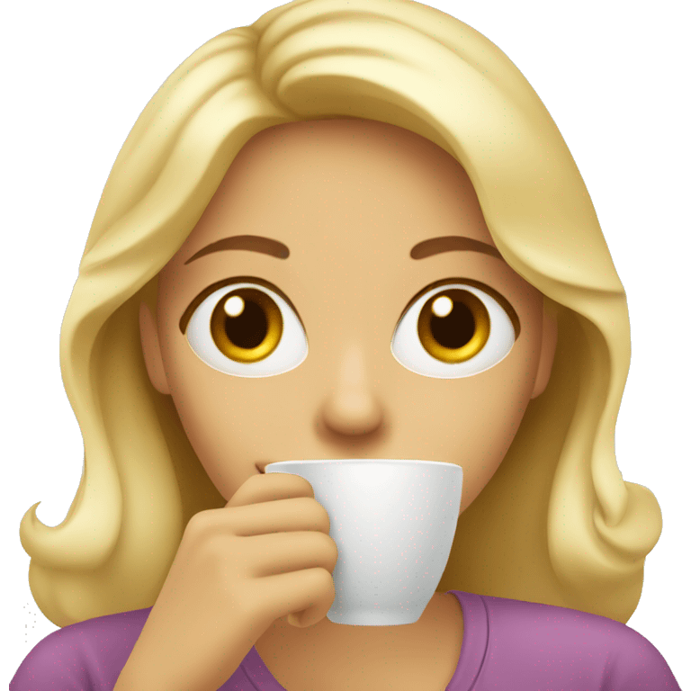 A blonde woman drinking coffee emoji