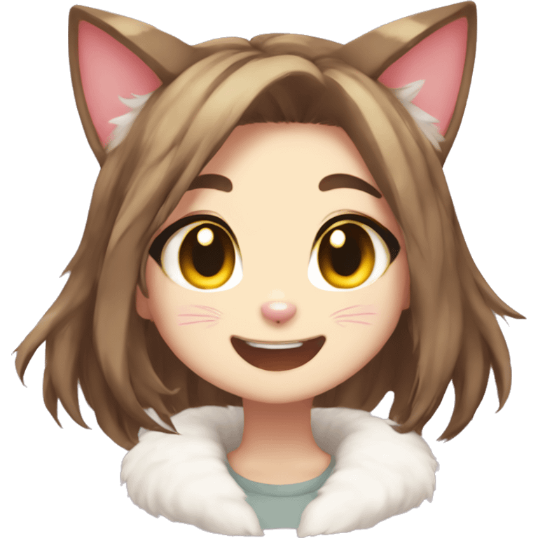 fursona heart eyes cat girl cute laughing anime emoji