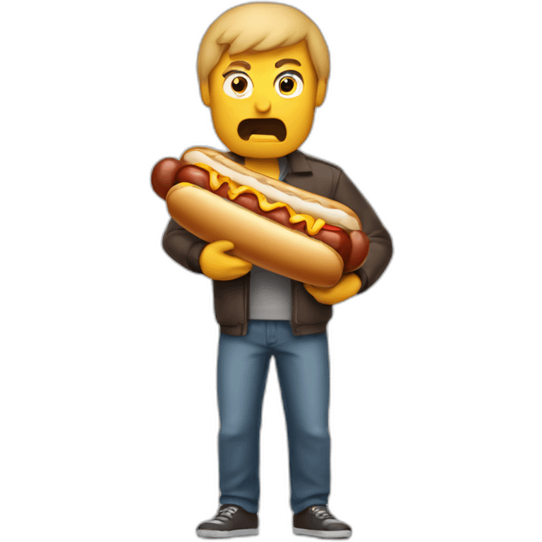 Angry person holding a hot dog emoji