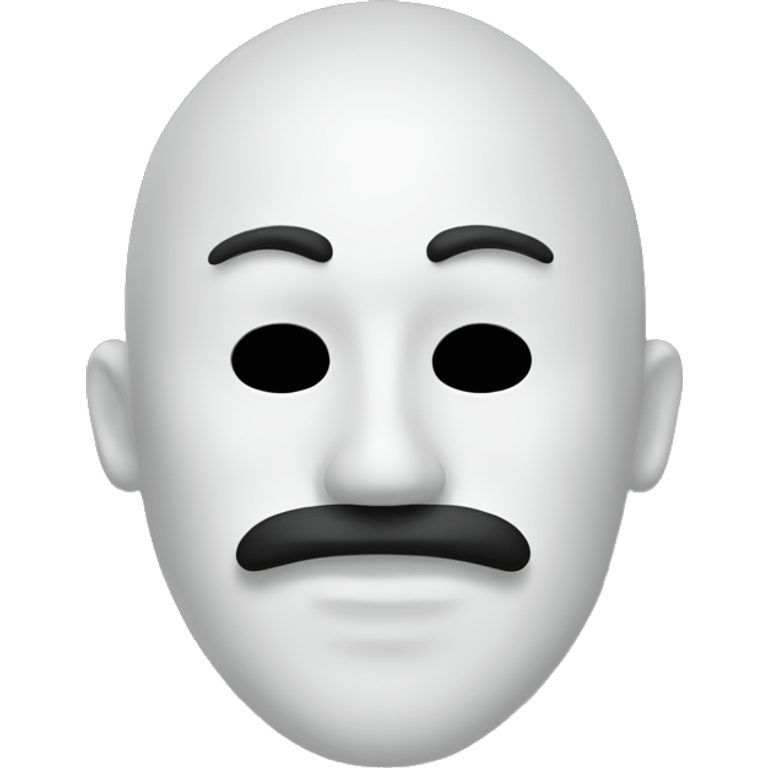 White mask with Black eyes and black nose and long black mouth emoji