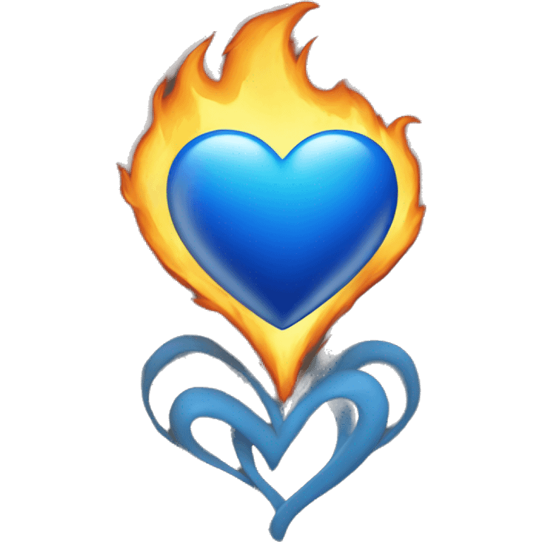 Cuore blu con le fiamme emoji