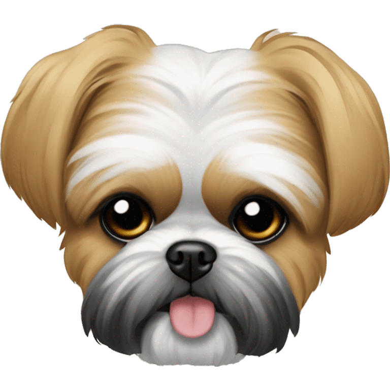 Gold shih tzu with a black mouth and ears emoji