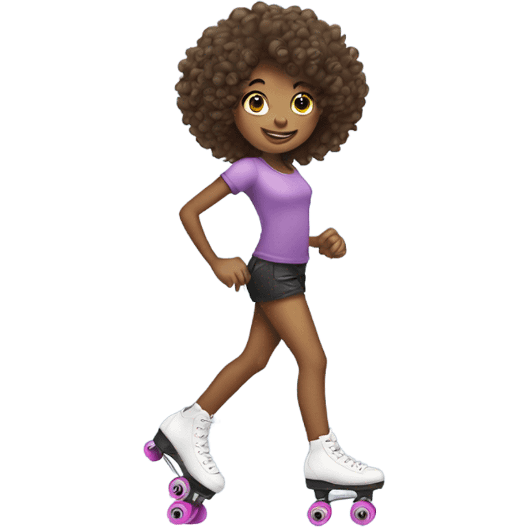 girl with curly hair roller skating emoji