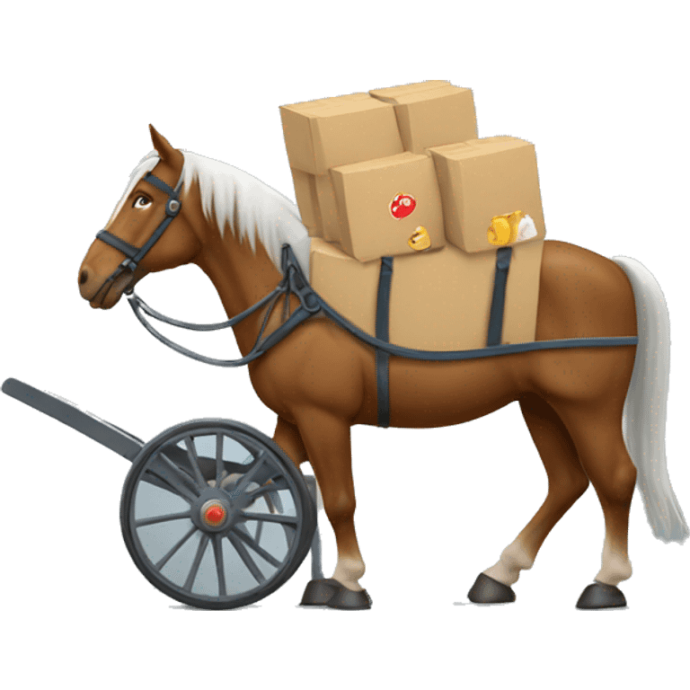 horse with a cart containing bags emoji