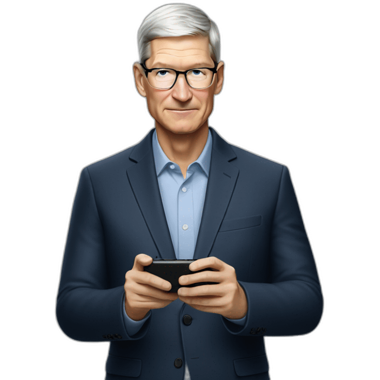 Tim cook taking photo with iPhone emoji