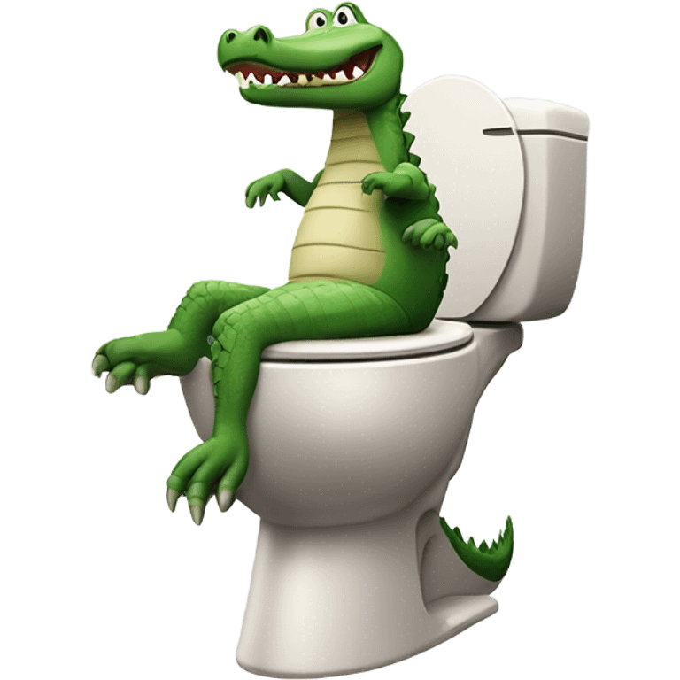 Crocodile pooping in toilet emoji