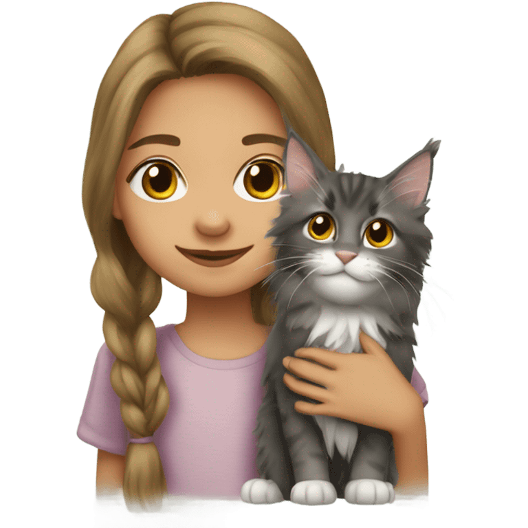 Granddaughter with Maine coon emoji