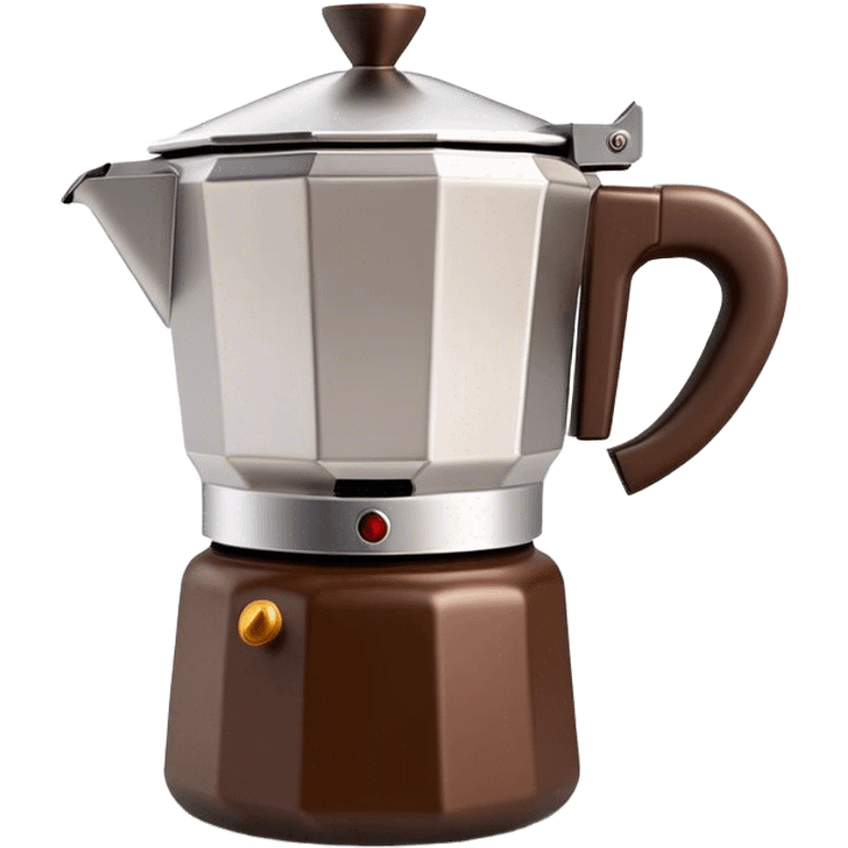 Cinematic Realistic Moka Pot Pop Culture Emoji, featuring an iconic Italian coffee maker rendered with classic charm and warm, inviting lighting. emoji