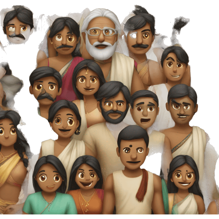 Group of indian people turning backwards and parying  emoji