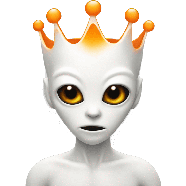 white alien on orange color crown emoji