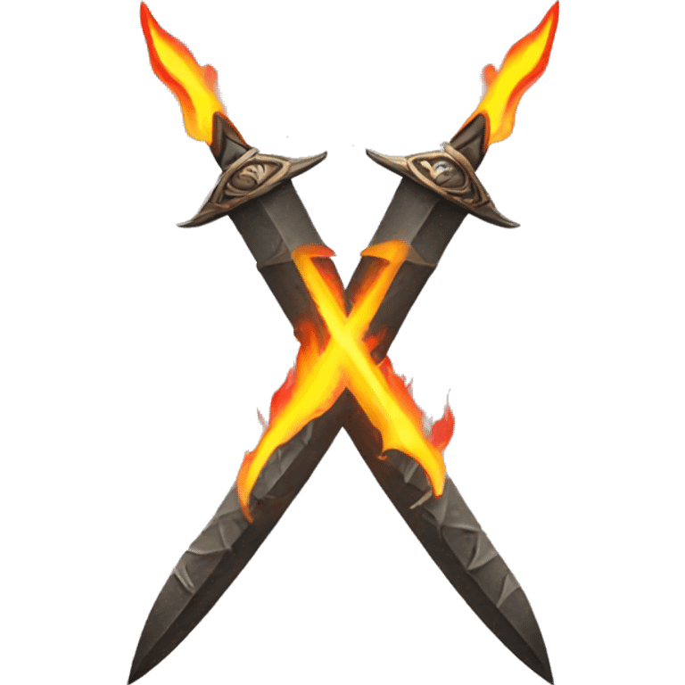 Two Daggers crossed with flames behind emoji