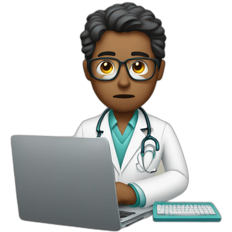 irritated doctor typing on computer emoji