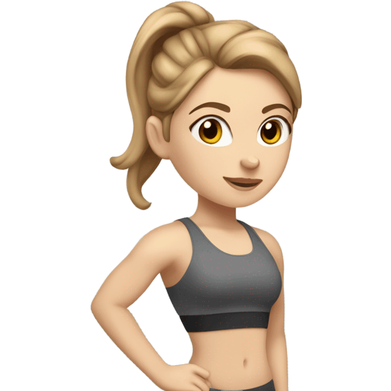 White girl with light brown hair at the gym emoji