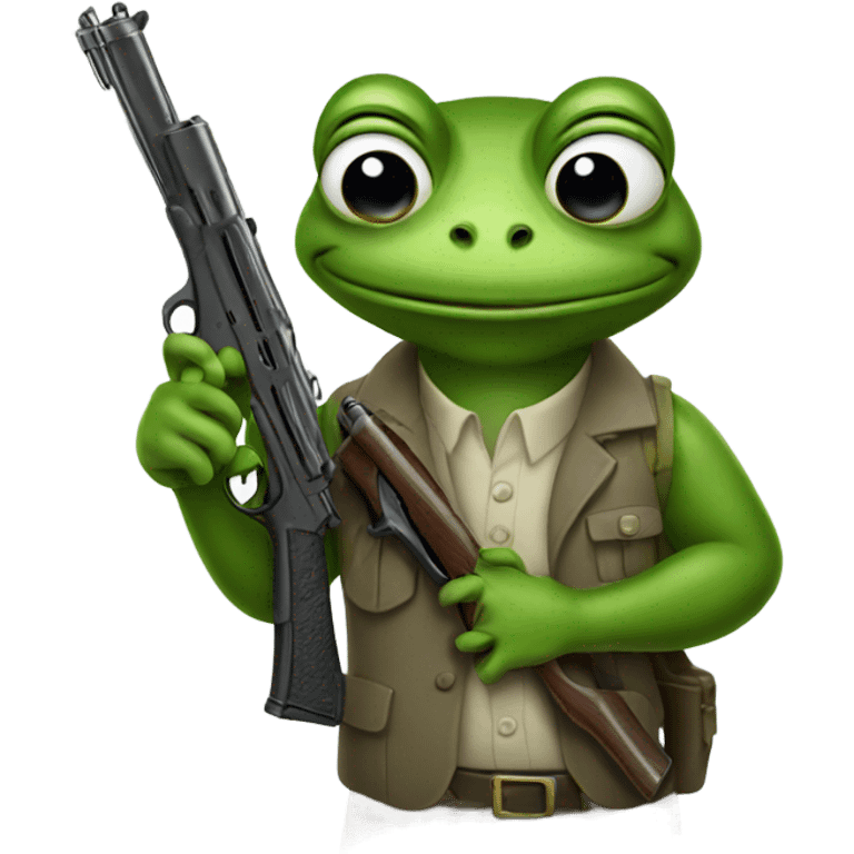 Frog with a gun emoji