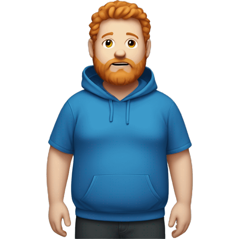 Fat guy wearing a blue hoodie and has ginger hair and beard emoji