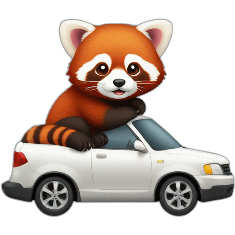 Red panda in car emoji