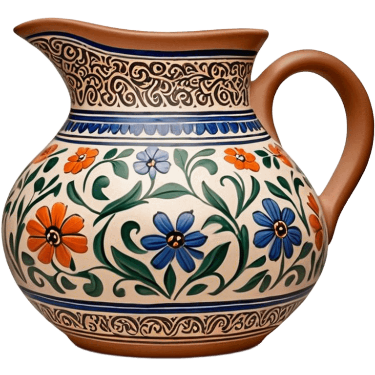 Cinematic Realistic image of a piece of Bolesławiec pottery, rendered with intricate, hand-painted designs and detailed textures, set against a softly illuminated backdrop that highlights its artisanal beauty emoji