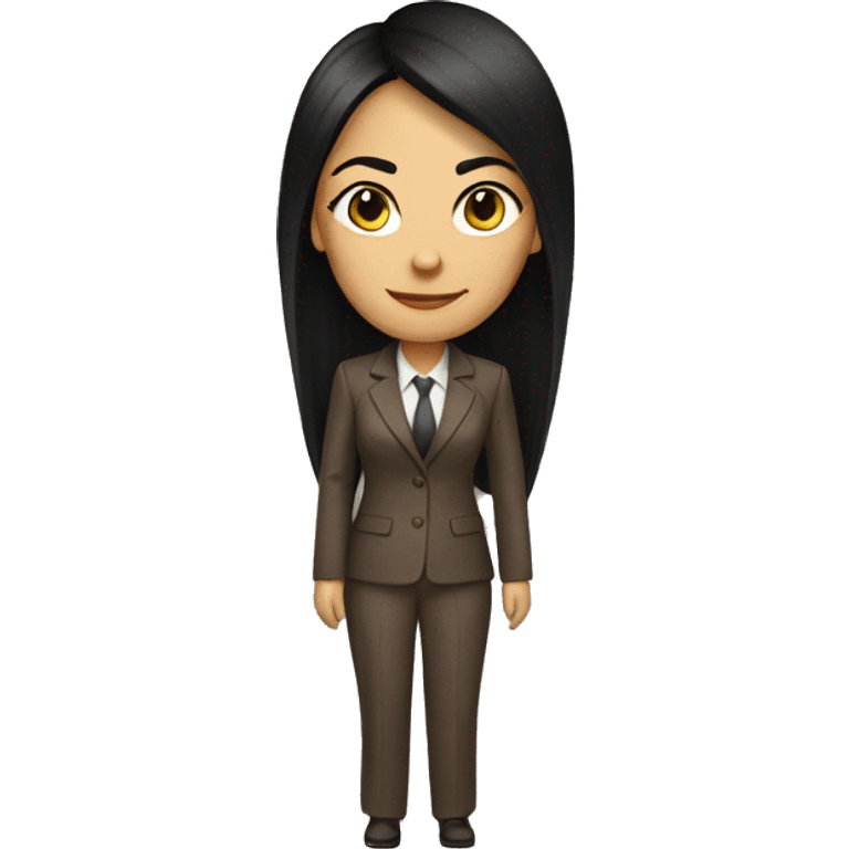 Female defense attorney with long black hair with brown suit emoji