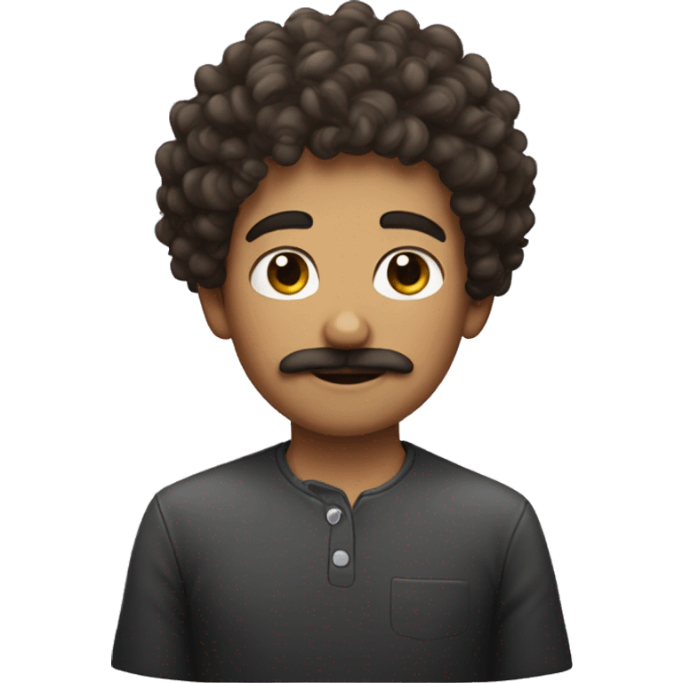 Curly haired boy with a mustache  emoji