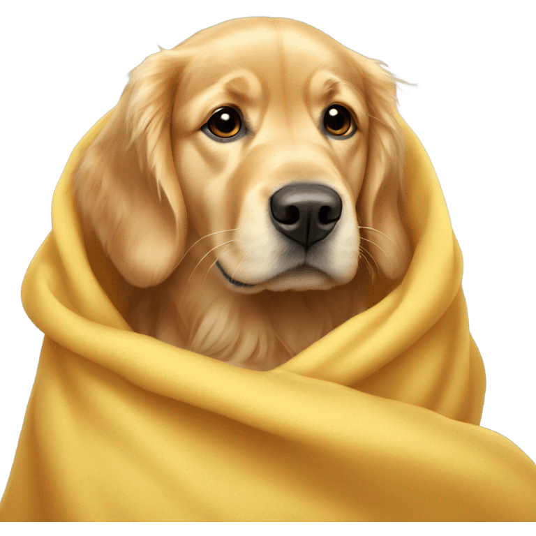 Golden retriever under a blanket emoji