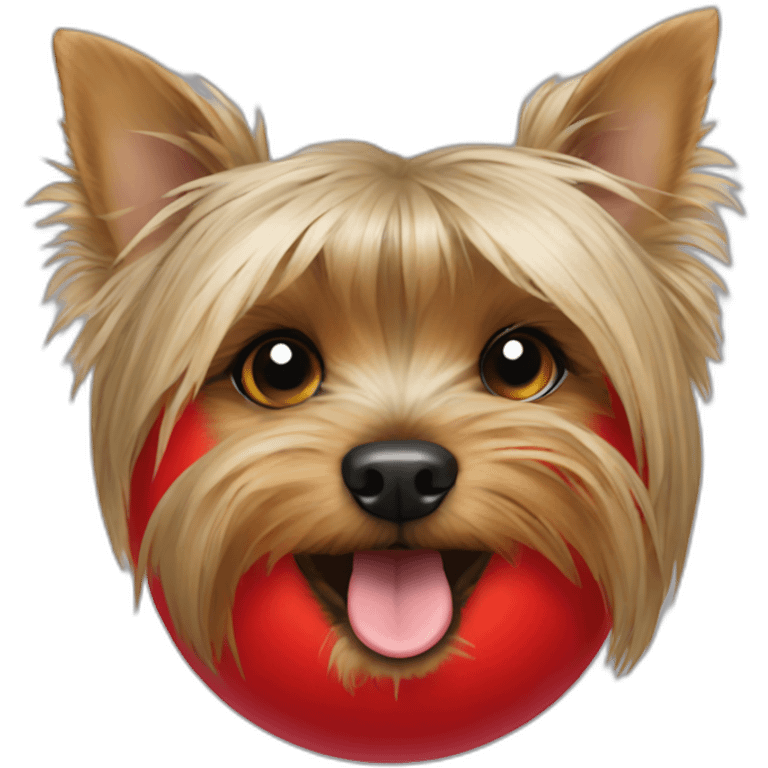 Yorkshire Terrier with red ball emoji