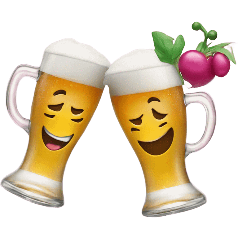 Cosmo and Wanda cheers-ing with beer emoji