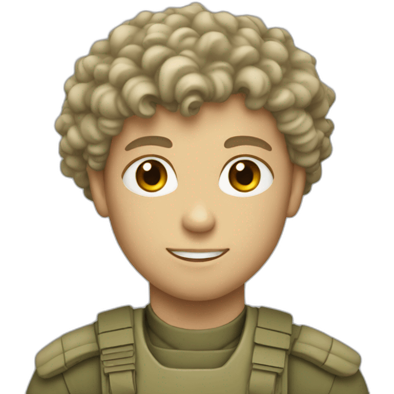 white soldier thin boy with curly hair emoji