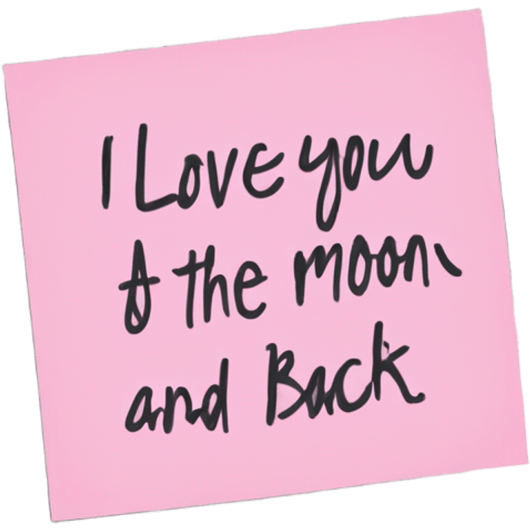 pink sticky note that says i love you to the moon and back emoji