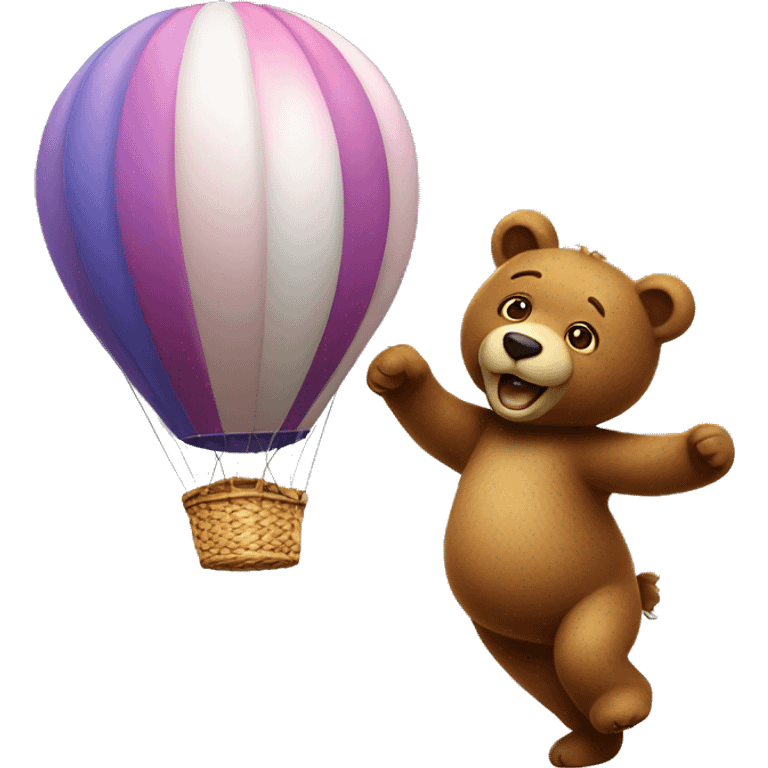 dancing bear with hot-air balloon emoji