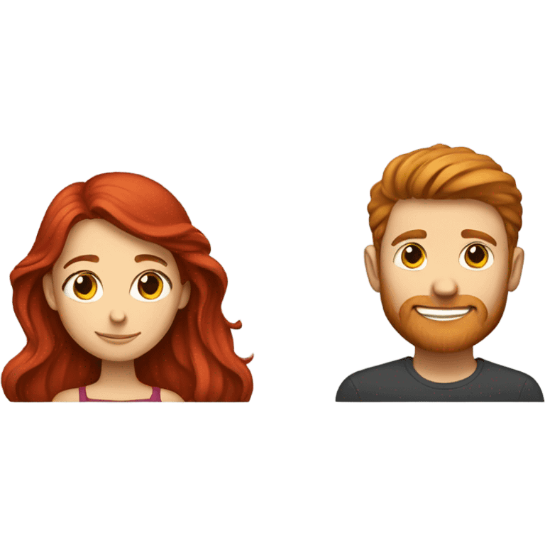 Brown haired girl hugging red head guy emoji