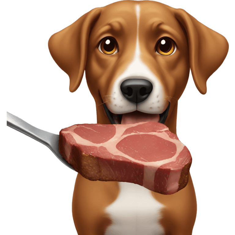 Dog eating a steak  emoji