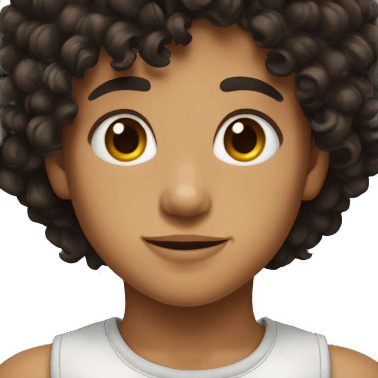 Make a kid with black curly hair and brown eyes emoji