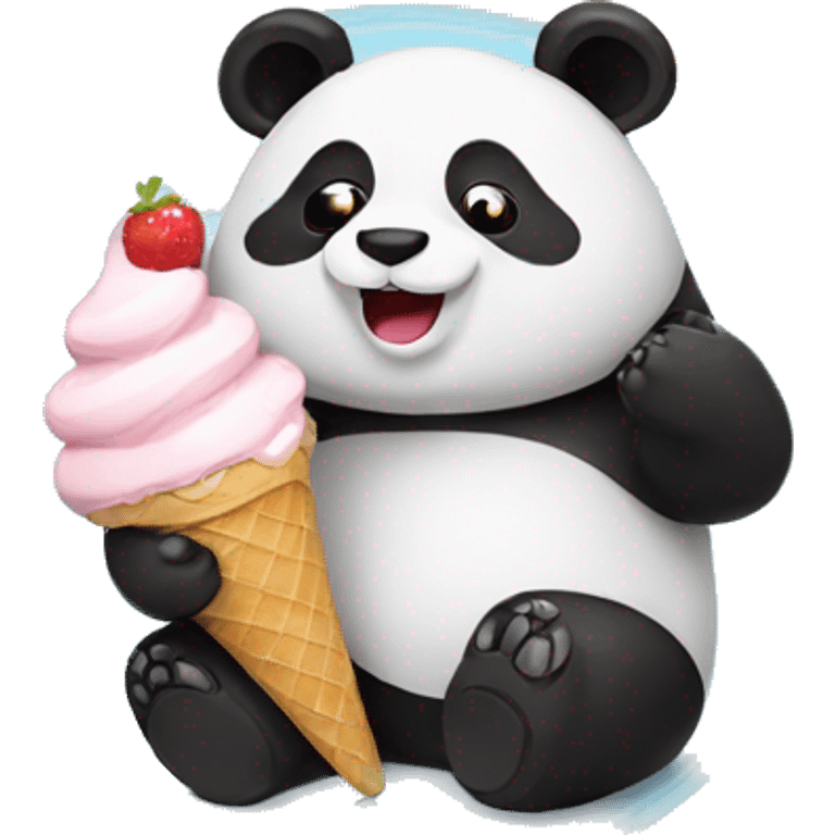 Panda eating ice cream emoji