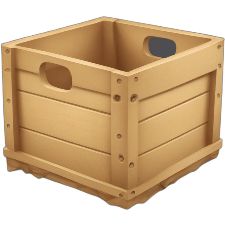 Dark cubic container with wood shavings inside emoji