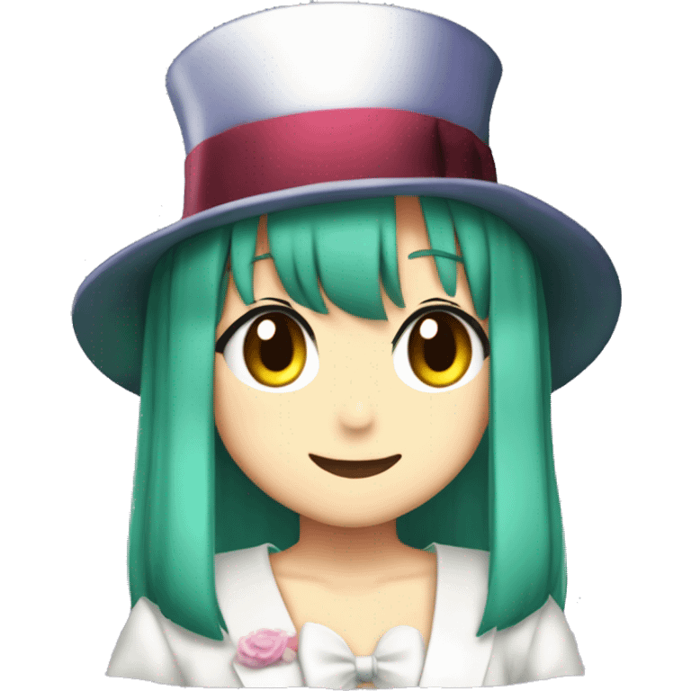 Rika Furude from Higurashi with top hat emoji