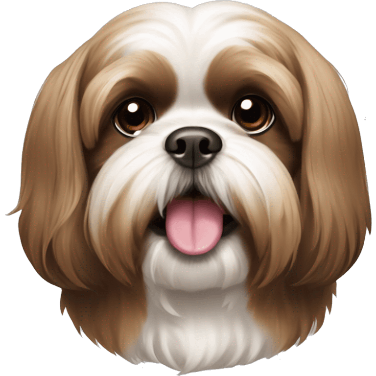 a brown shih tzu dog without sticking his tongue out emoji