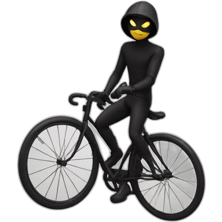 chat noir conduit un velo emoji