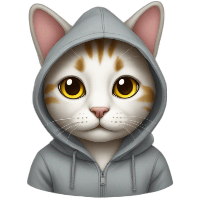 Cat with cute hoodie emoji