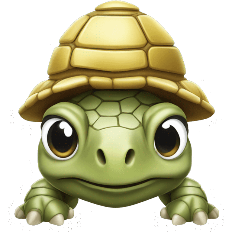 turtle with white and gold pope hat on head emoji