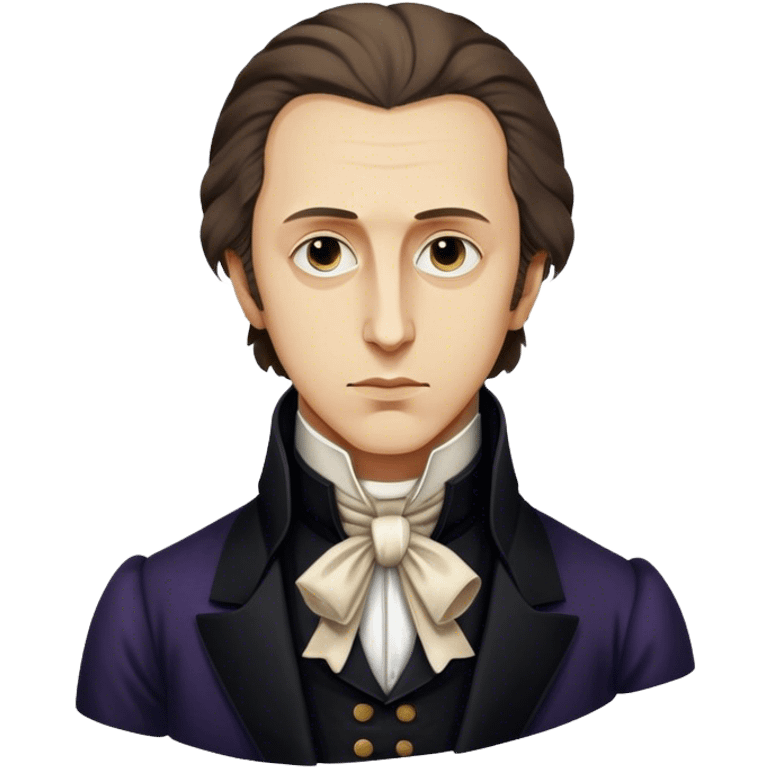 Cinematic Realistic Chopin Portrait Emoji, depicted as an introspective composer with expressive eyes and period attire, rendered with rich textured detail and soft classical lighting that captures his emotive musical genius. emoji