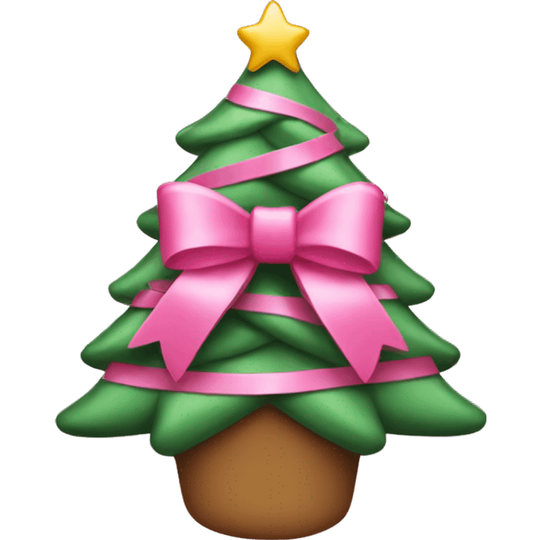 Pink bow Christmas tree emoji