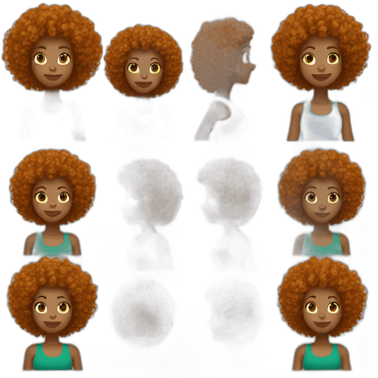 Curly Ginger woman, green crop top, blue shorts emoji