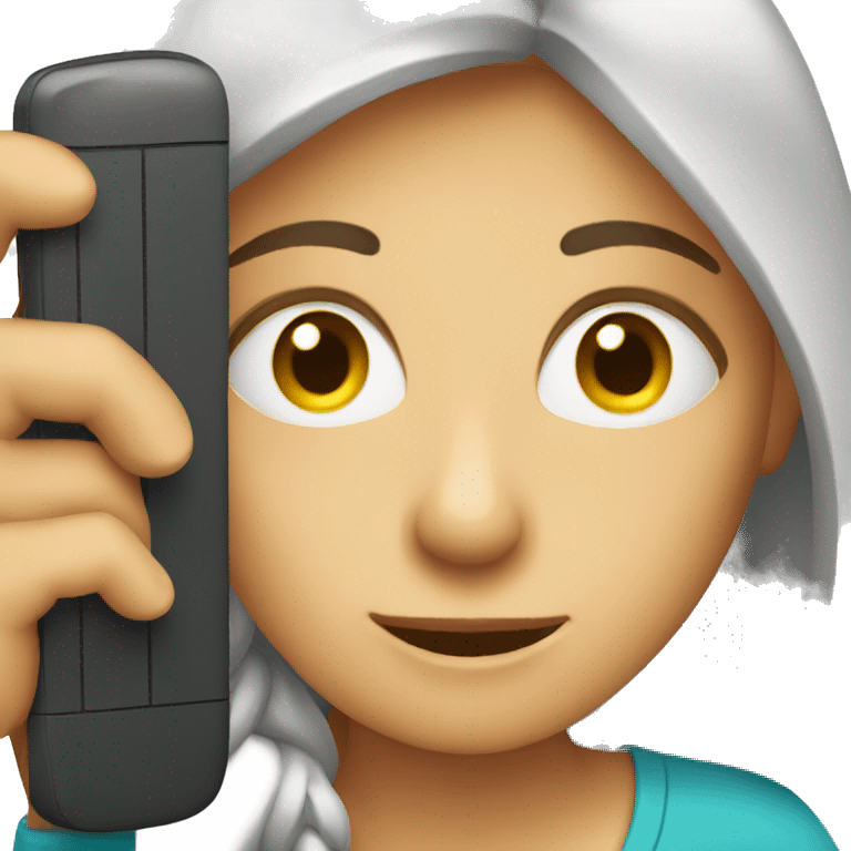 woman showing big phone emoji