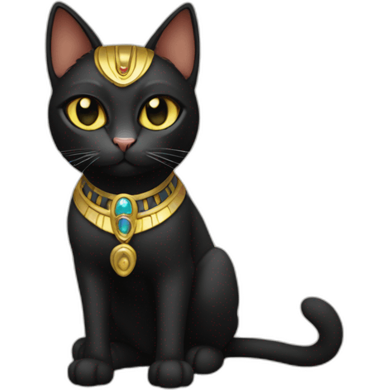 black cat dressed as the goddess bastet emoji