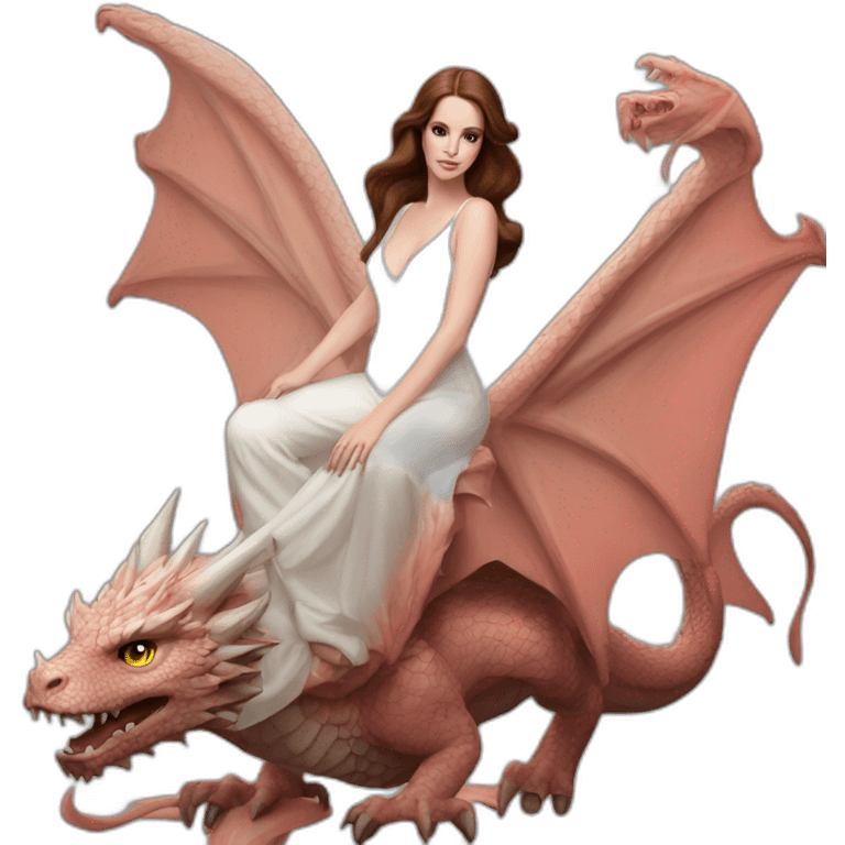 Lana Del Rey on the back of a dragon emoji