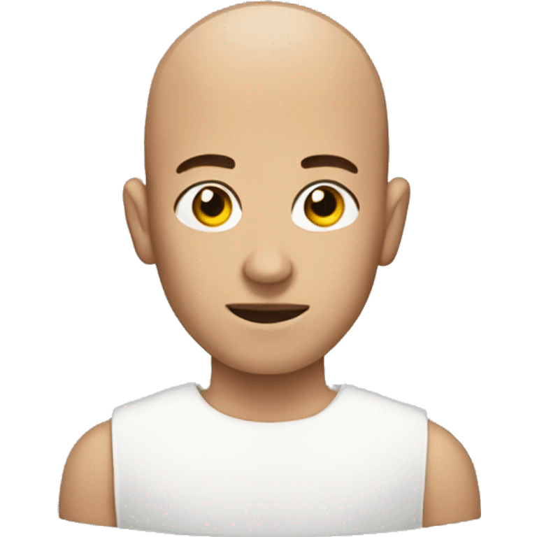 man with shaved head on a small bu emoji