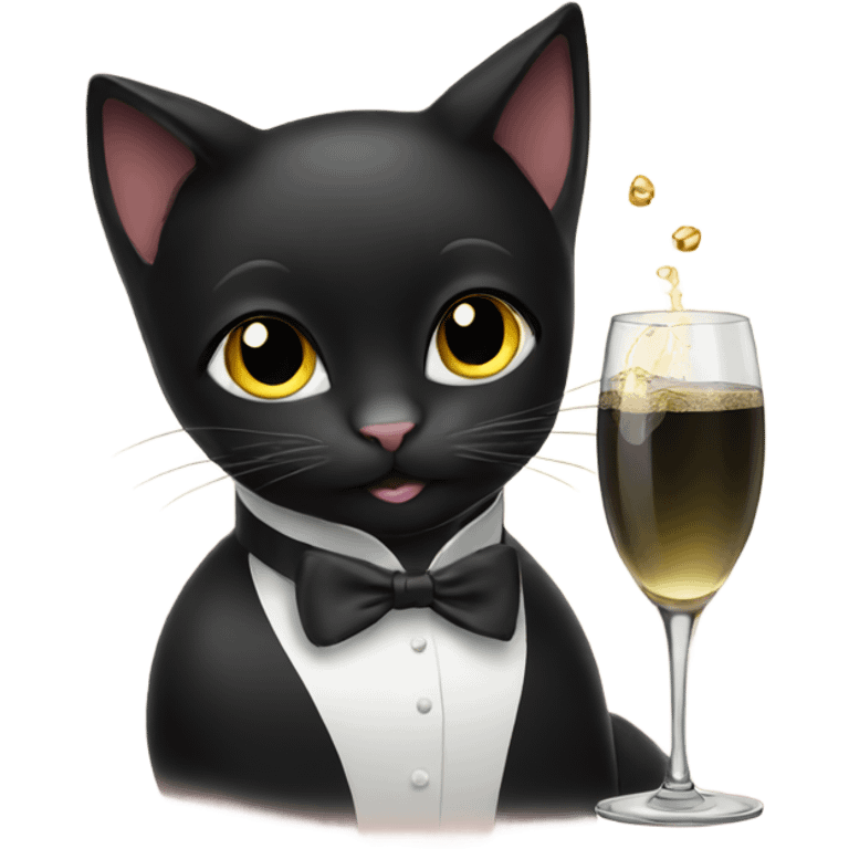 Black cat drinking champagne emoji