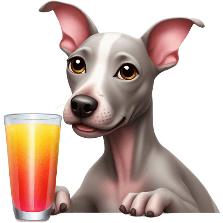 American Hairless Terrier drinking juice  emoji