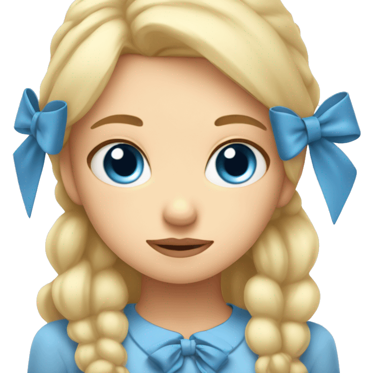 Blonde girl, blue eyes, sleepy, end so cute with bows emoji