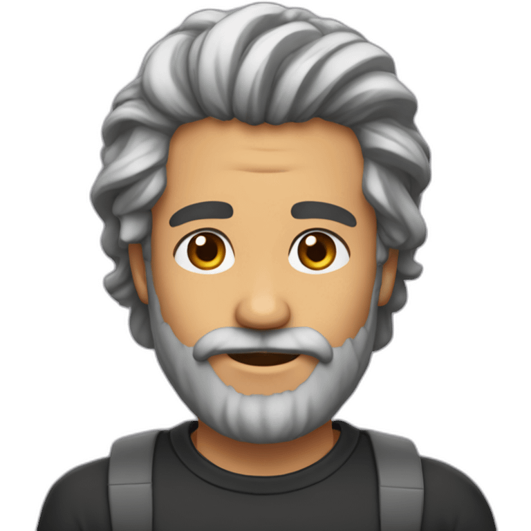 Chico pelo medio largo barba dos días emoji